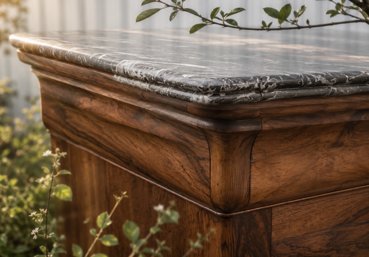 Commode d’époque Louis-Philippe en ronce de noyer, milieu du XIXe siècle-photo-1