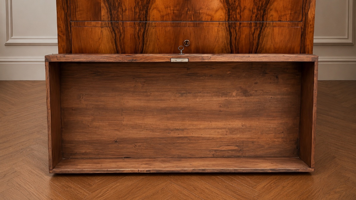Commode d’époque Louis-Philippe en ronce de noyer, milieu du XIXe siècle-photo-5