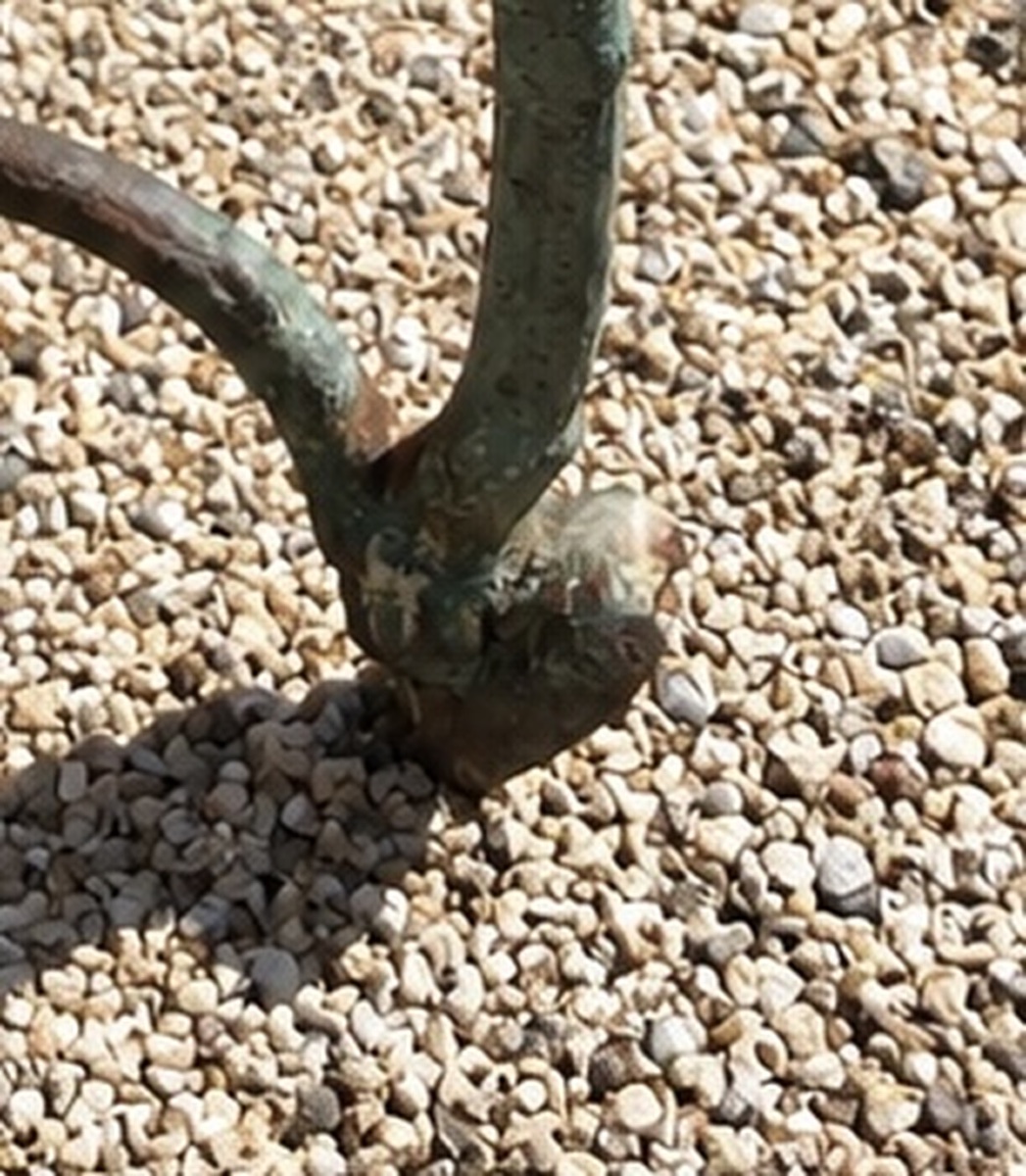 Banc de jardin ancien en fonte patinée et bois, début XXe siècle-photo-4