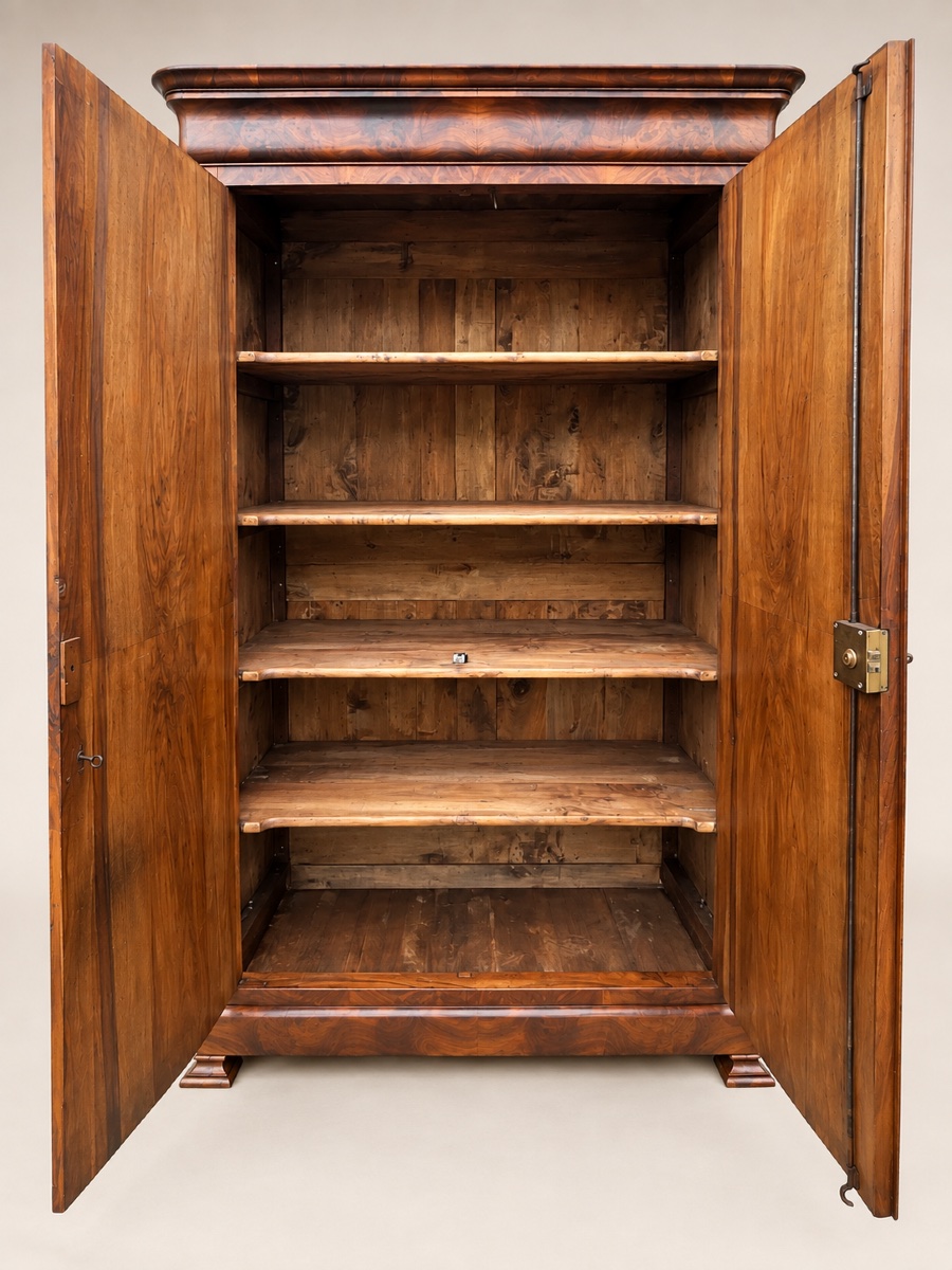 Armoire Louis-Philippe en ronce et loupe de noyer-photo-4
