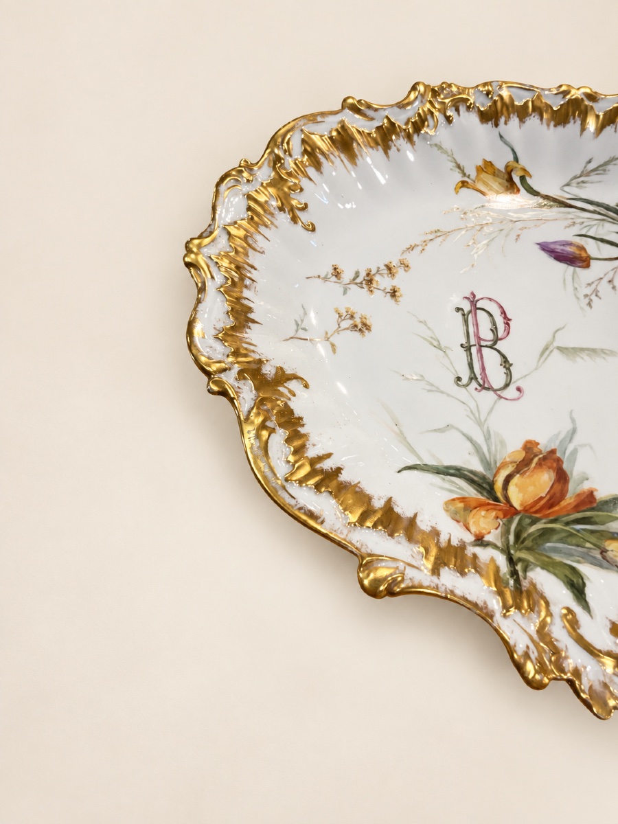 Oval Limoges Porcelain Serving Platter, Marked “elite / L / France”-photo-2