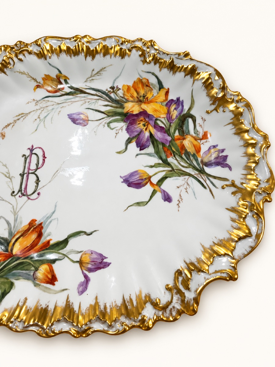 Oval Limoges Porcelain Serving Platter, Marked “elite / L / France”-photo-2