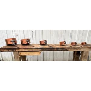 Set Of Six French Copper Pans 19th Century