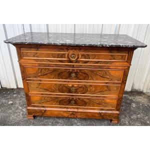 Commode Louis Philippe Ronce De Noyer Fin 19ème