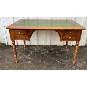 French Flat Desk Louis Philippe In Burl Walnut Late 19th.