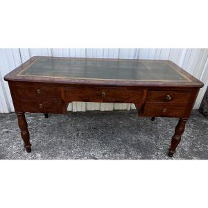 Louis-philippe Flat Desk In Flamed Mahogany, Mid-19th Century