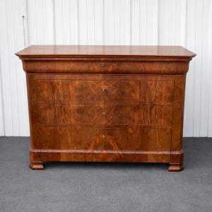 Louis-philippe Style Chest Of Drawers In Burr Walnut, France, Mid-19th Century