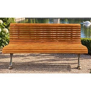 Antique Garden Bench Made Of Weathered Cast Iron And Wood, Early 20th Century