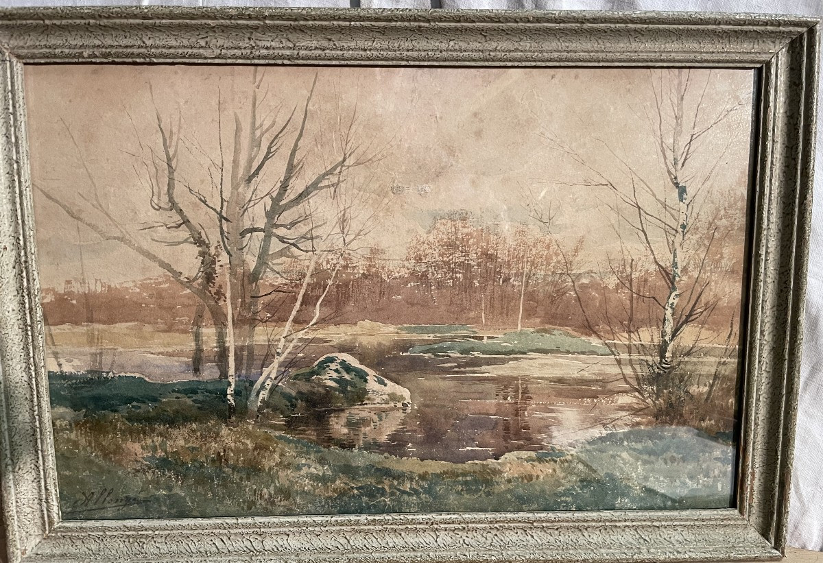 Aquarelle par Auguste ALLONGE  (1833/1898)-photo-1