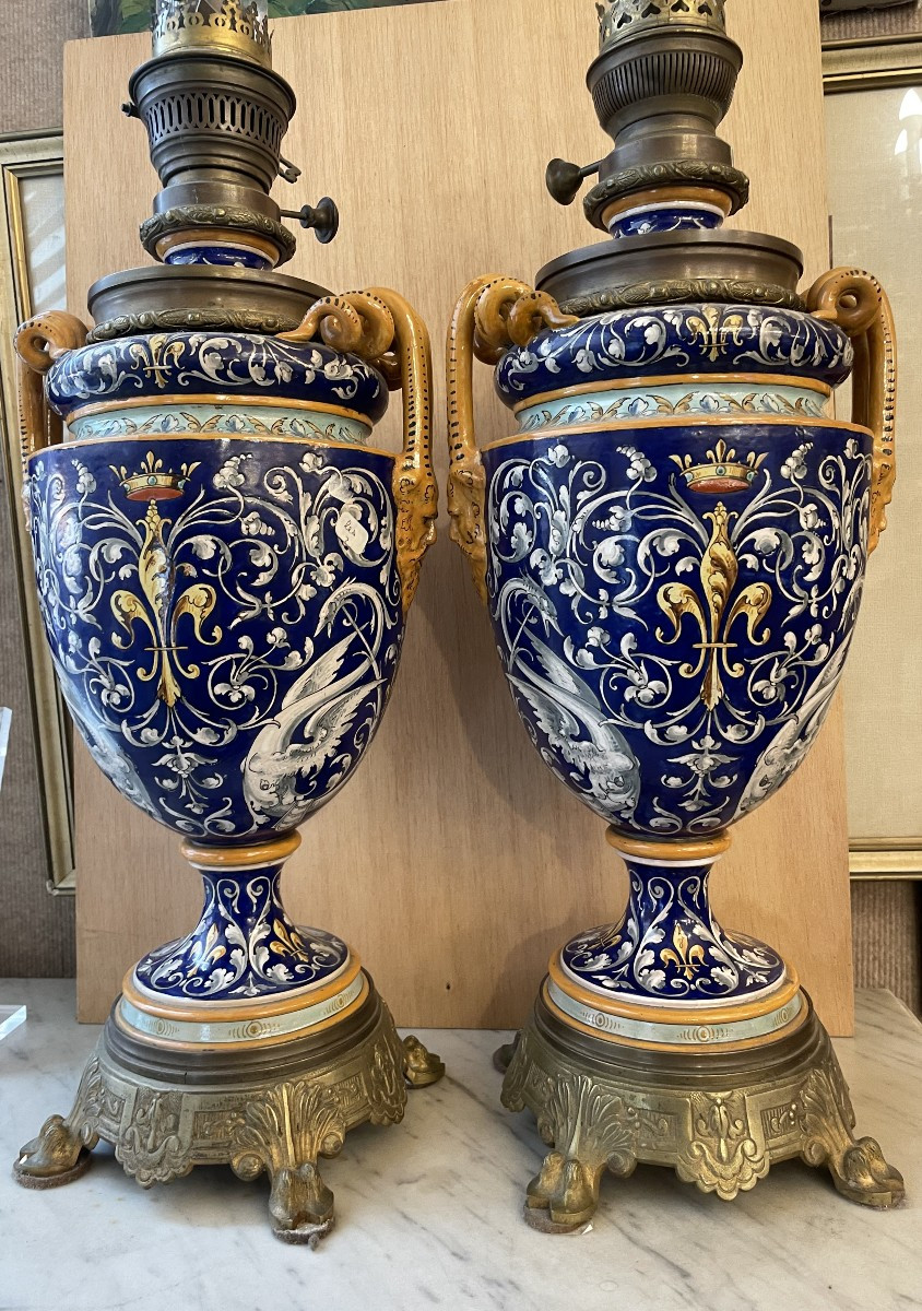 Pair Of Earthenware Lamps From Blois-photo-2