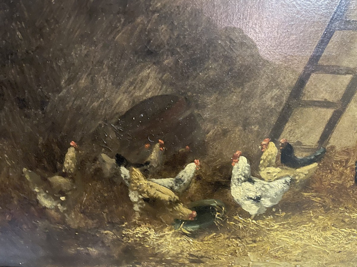 Chickens And Roosters In A Henhouse,by Alexandre Defaux-photo-2