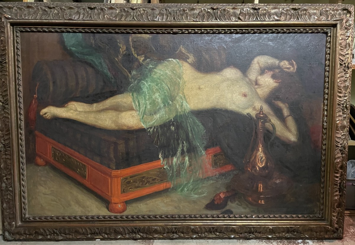 Femme Nue Sur Un Lit,by H.vincent Anglade