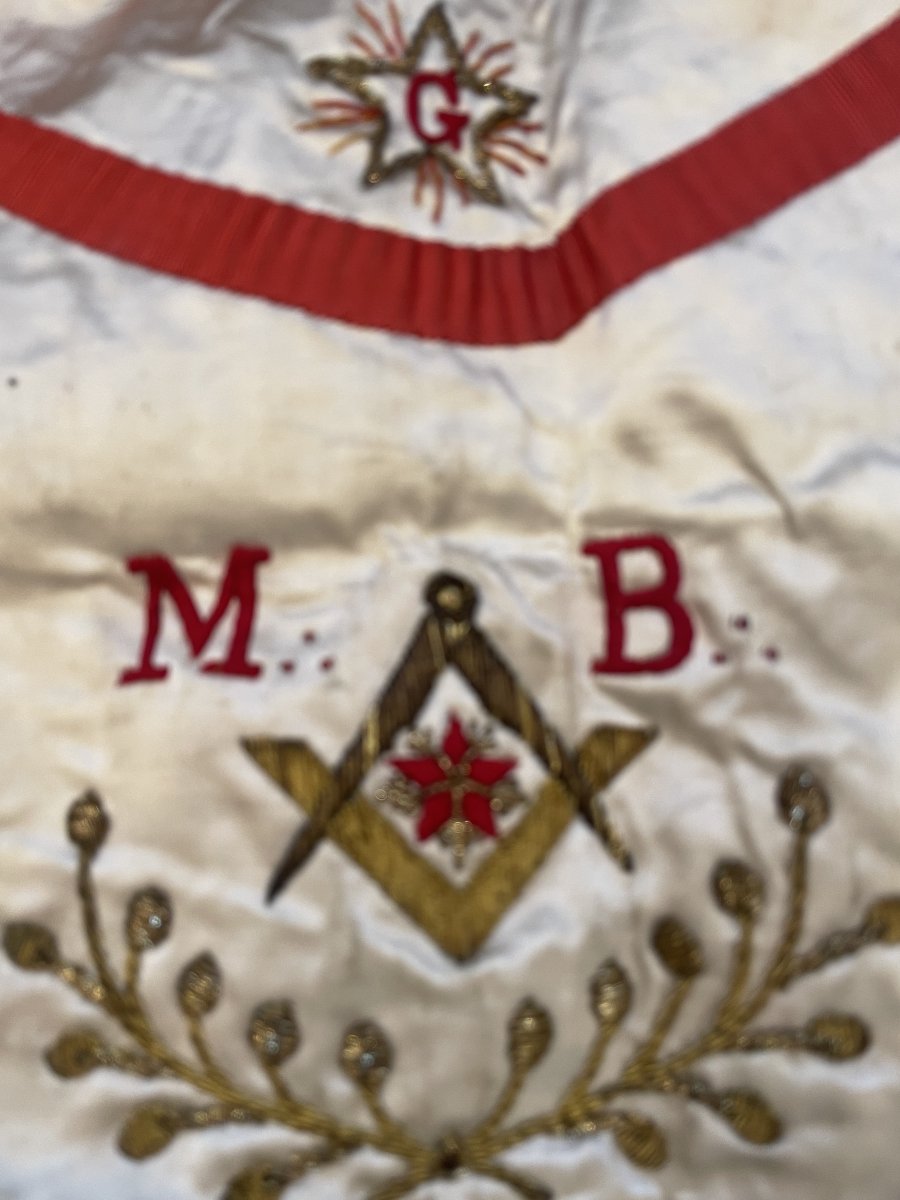 Tablier de Franc Maçonnerie et cordon-photo-3