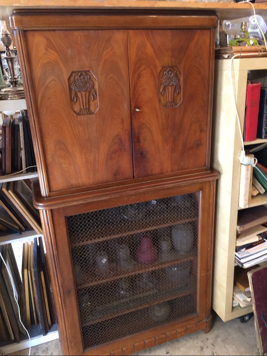 Vitrine deux corps en acajou