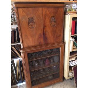 Two-section Mahogany Display Cabinet