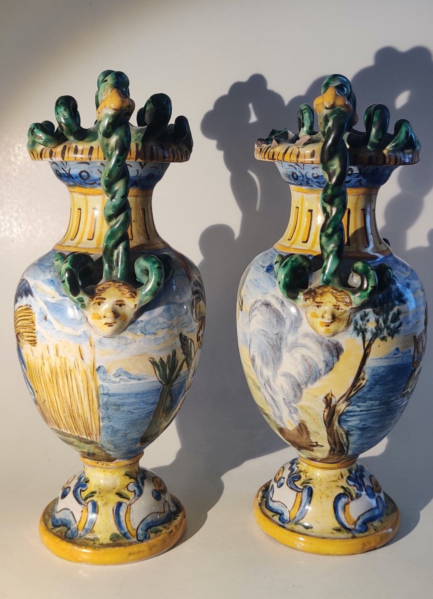 Pair Of Italian Majolica Vases-photo-3