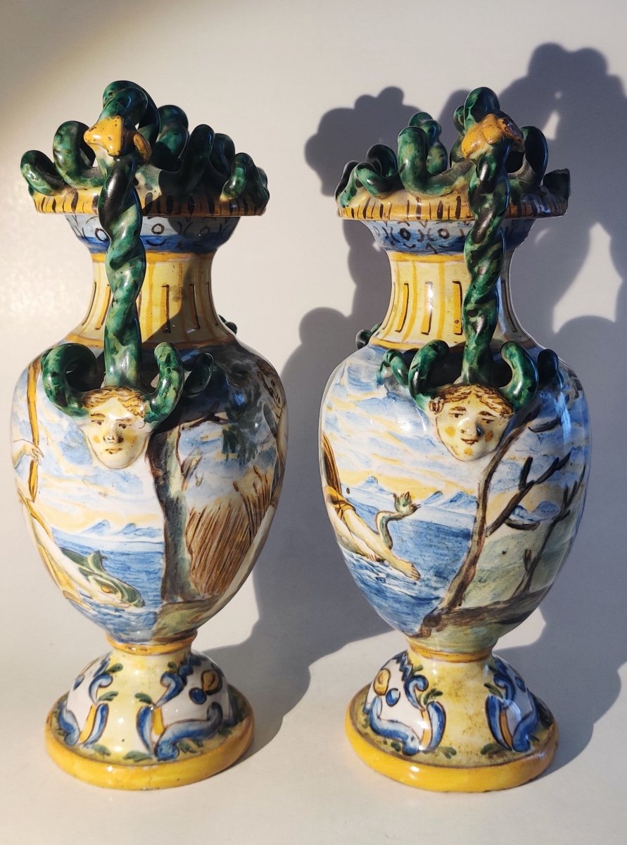 Pair Of Italian Majolica Vases-photo-4