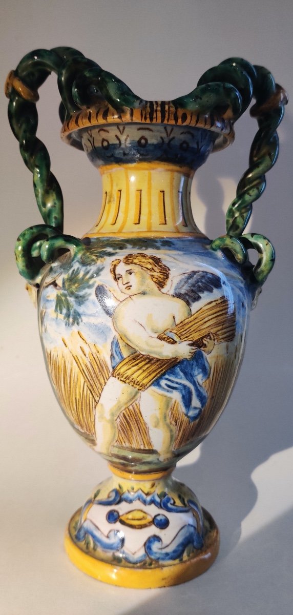 Pair Of Italian Majolica Vases-photo-3