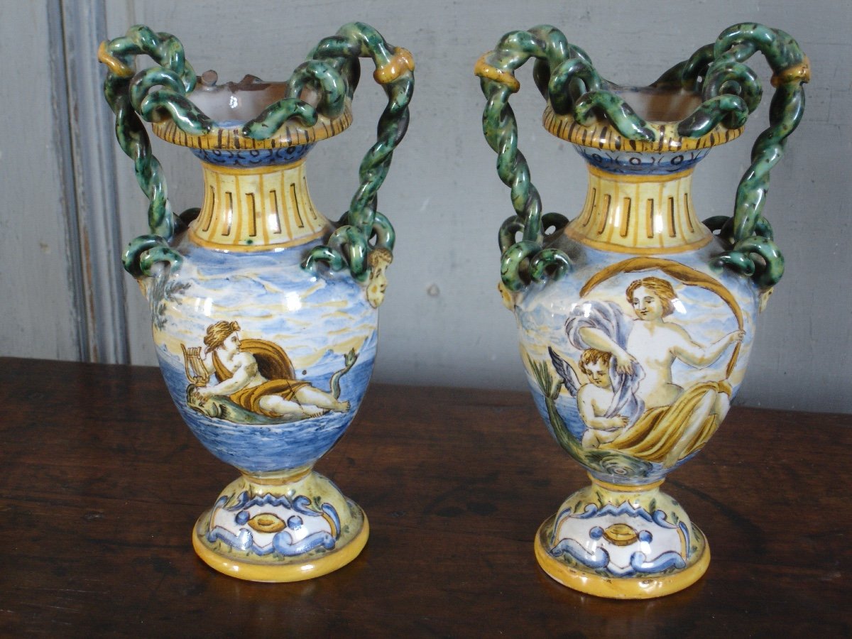 Pair Of Italian Majolica Vases-photo-6