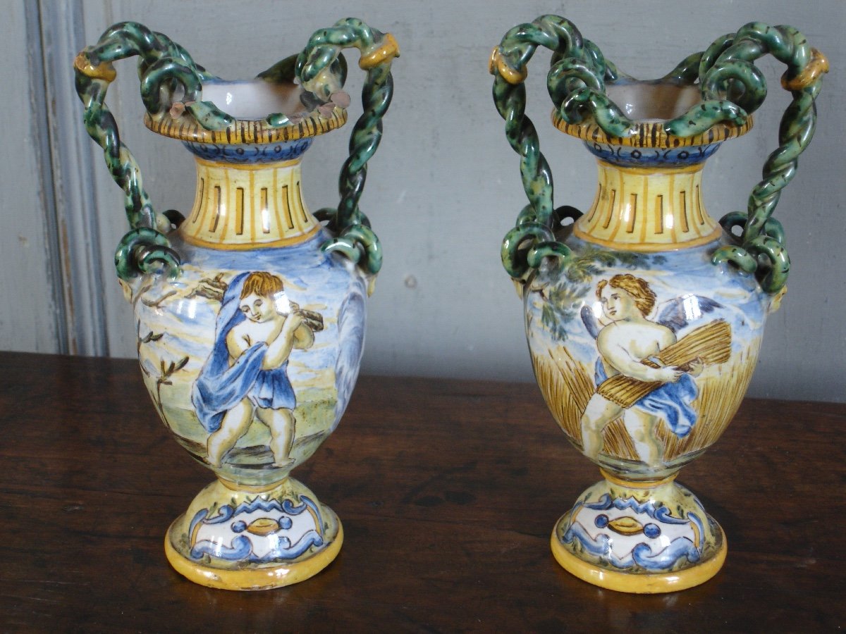 Pair Of Italian Majolica Vases-photo-7