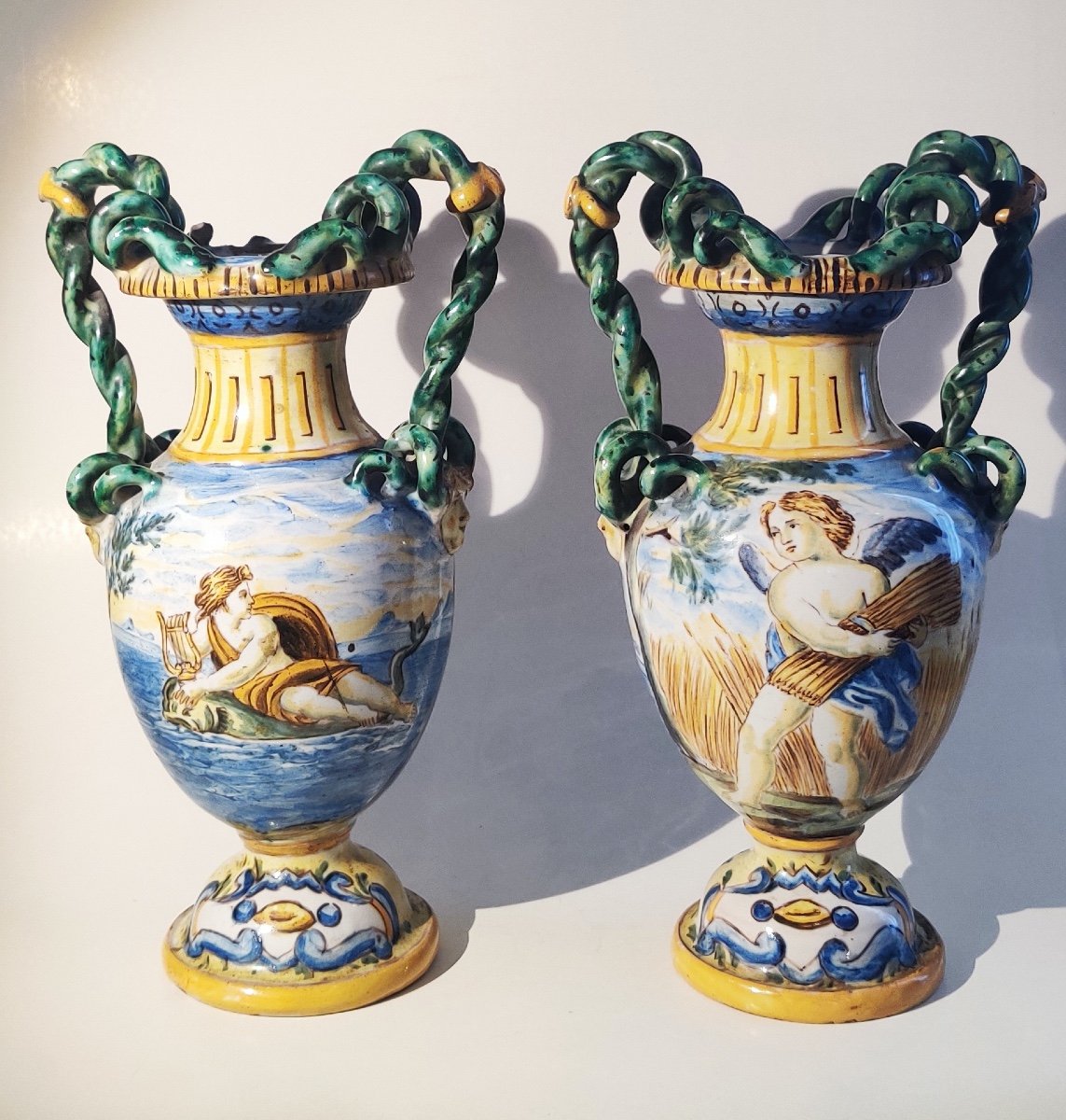 Pair Of Italian Majolica Vases