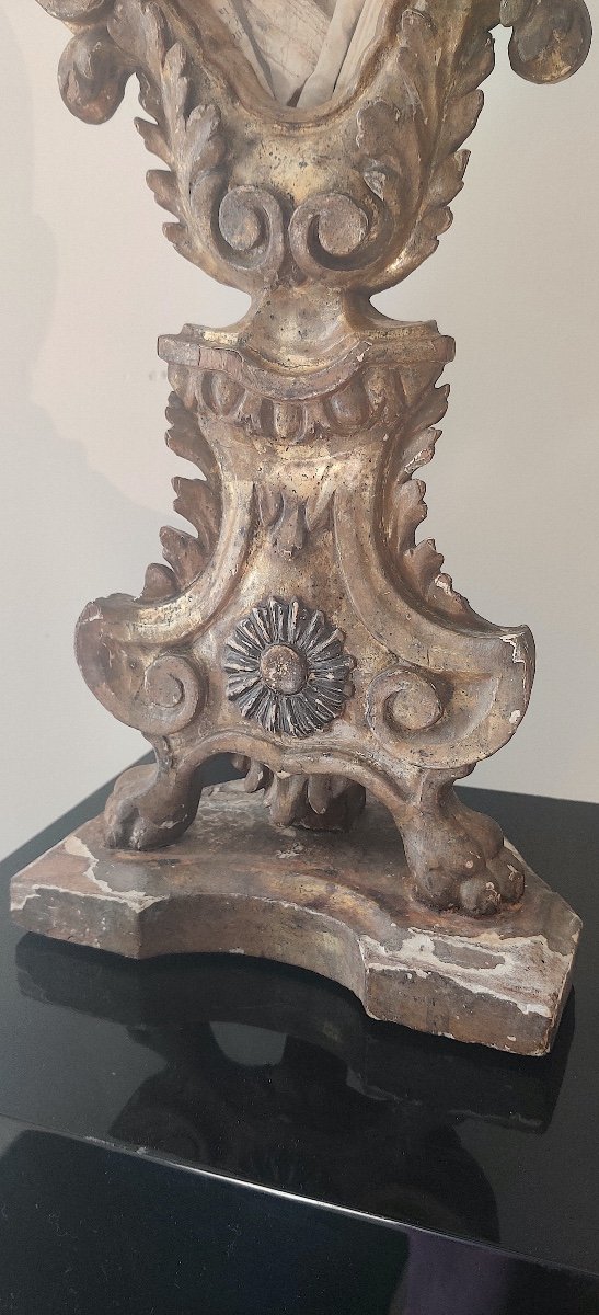 Grand Reliquaire/Monstrance en bois sculpté et doré , Italie début XVIIIème-photo-3