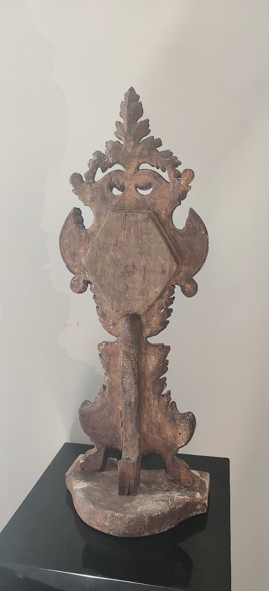 Grand Reliquaire/Monstrance en bois sculpté et doré , Italie début XVIIIème-photo-6