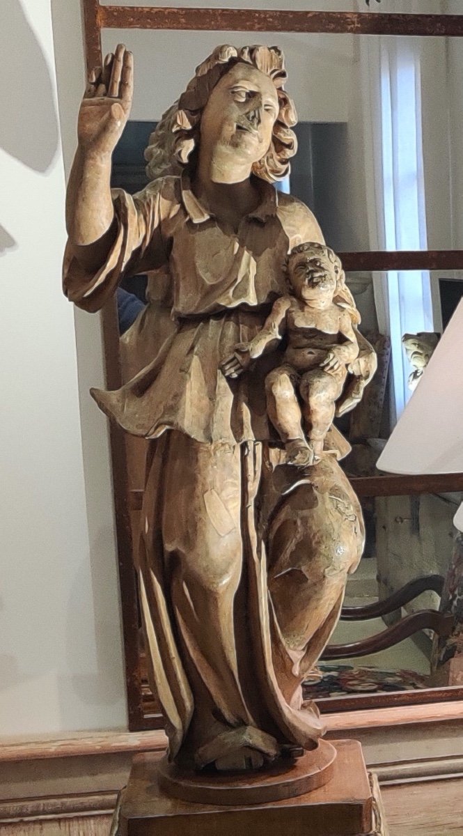Grande statue de " Saint" en bois sculpté d'époque LXIV.-photo-3