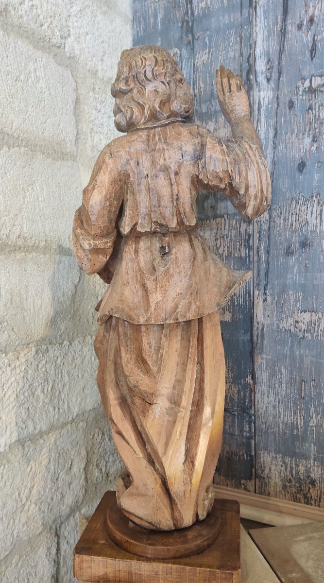 Grande statue de " Saint" en bois sculpté d'époque LXIV.-photo-5