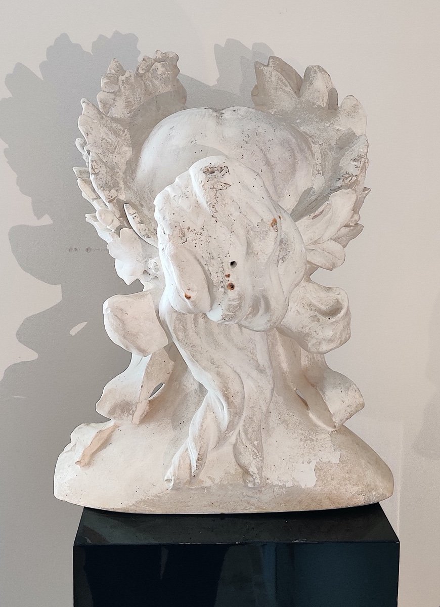 Grand buste en plâtre figurant une "Marianne" en Vestale à l'Antique , seconde moitié XIXème.-photo-7
