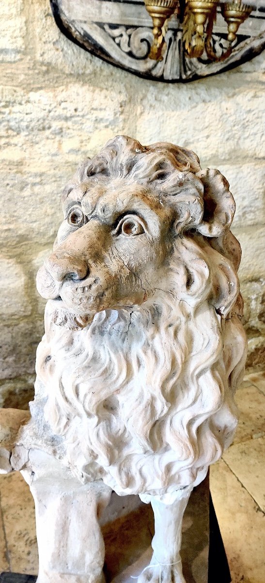 Important Terracotta Park Sculpture "lion", Italy Late 18th Century-photo-2