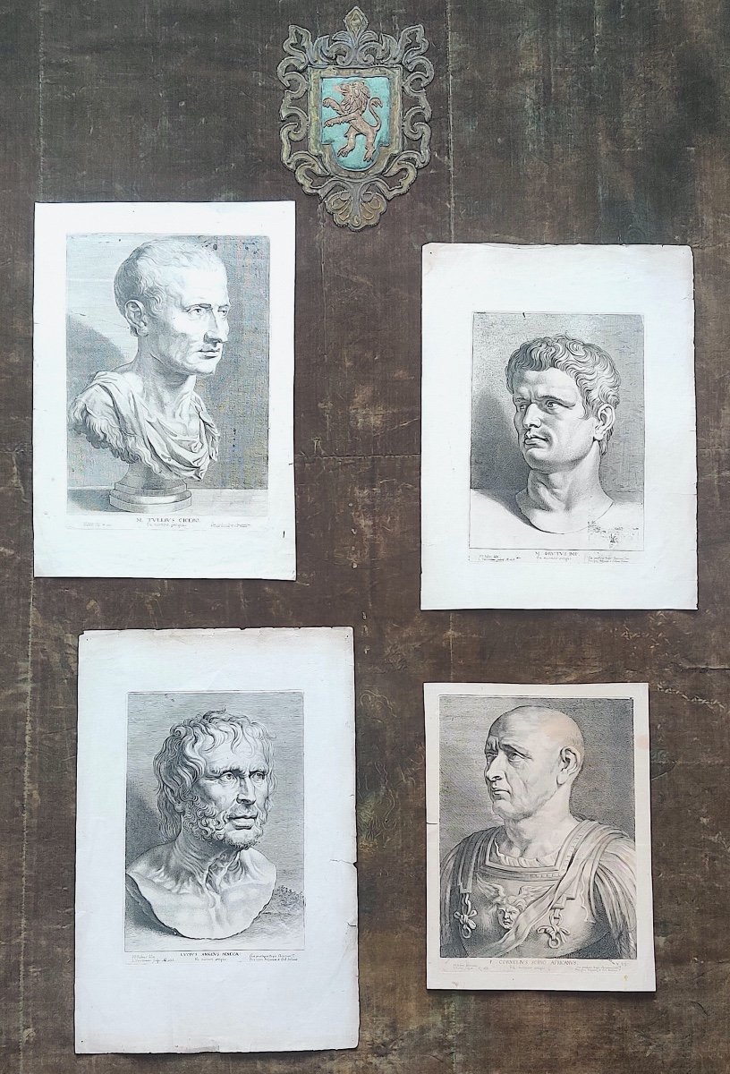 4 gravures libres d'après Rubens " Personnages antiques",  d'époque XVII ème -photo-6