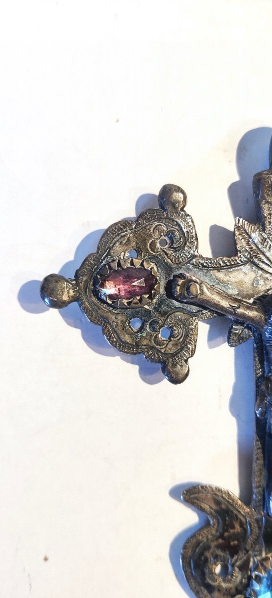 Large Bishop Pectoral Cross In Silver-plated Bronze, Italy, 18th Century.-photo-2