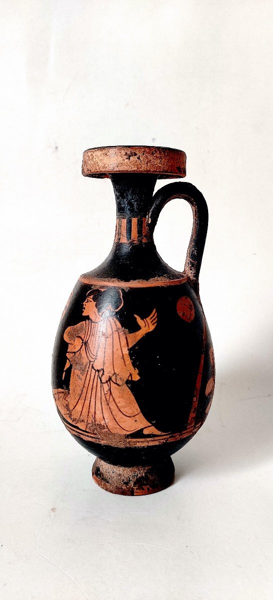 Greek Style Vase With Red Figures On A Black Background, Grand Tour, Italy Late 19th Century-photo-1