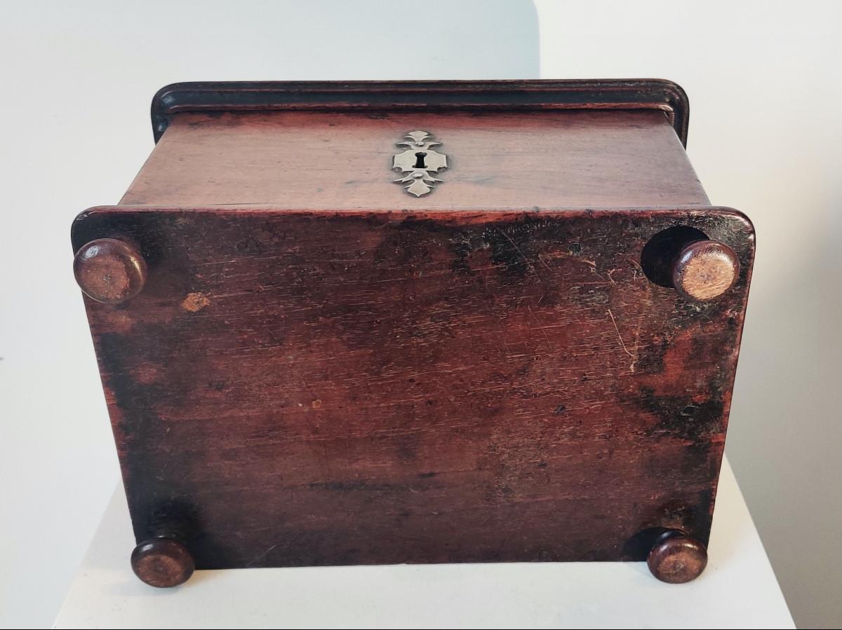 Coffret de table d'époque L XIV en noyer ciré -photo-4