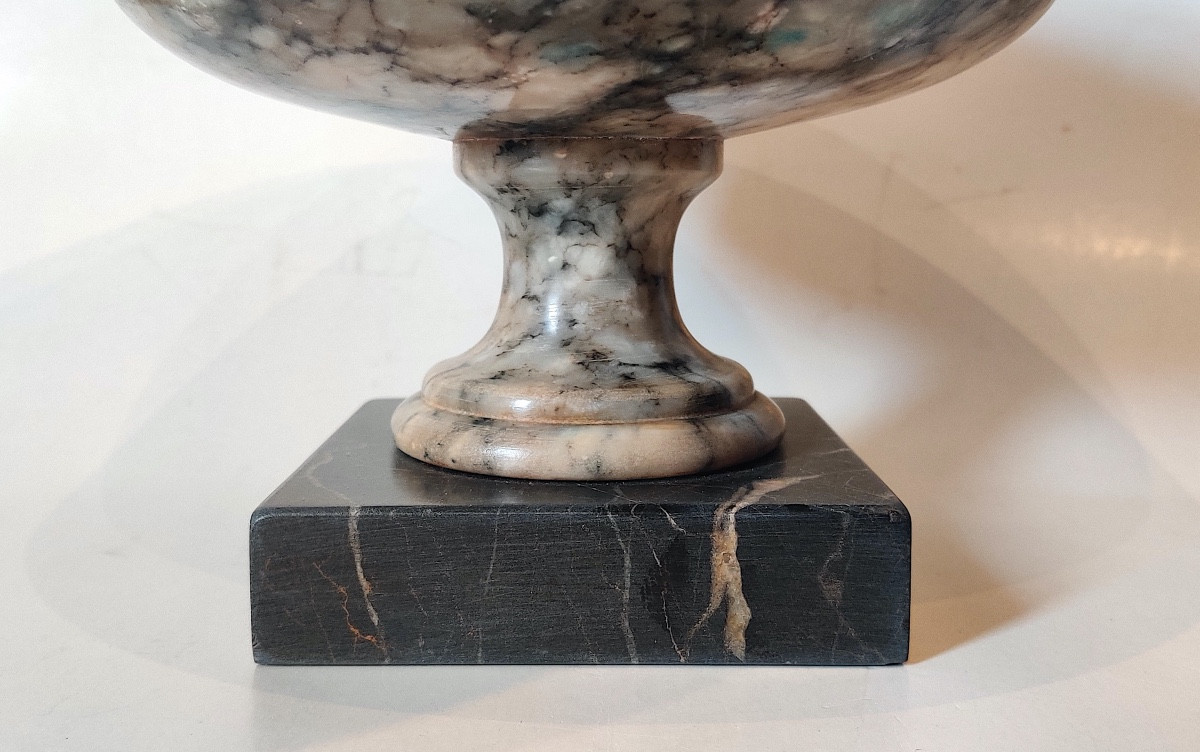 Neoclassical Alabaster Cup On A Marble Base, Period 1st Half Of The 19th Century.-photo-4