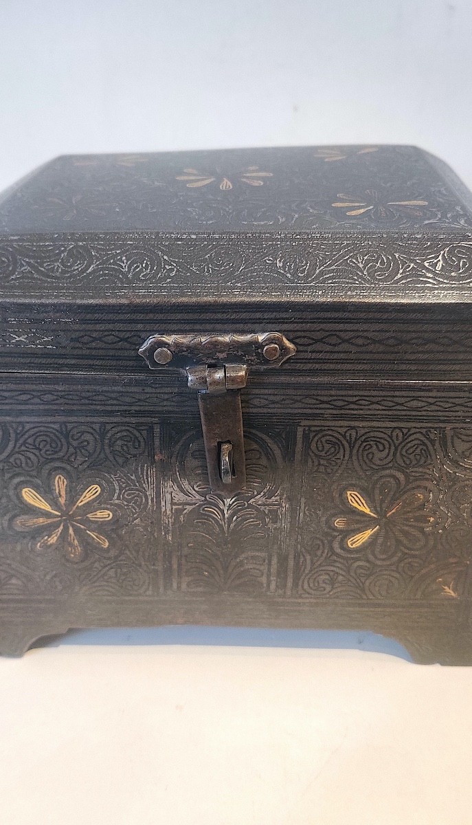 Gold And Silver Damascened Metal Box, Islamic Art, 19th Century.-photo-7