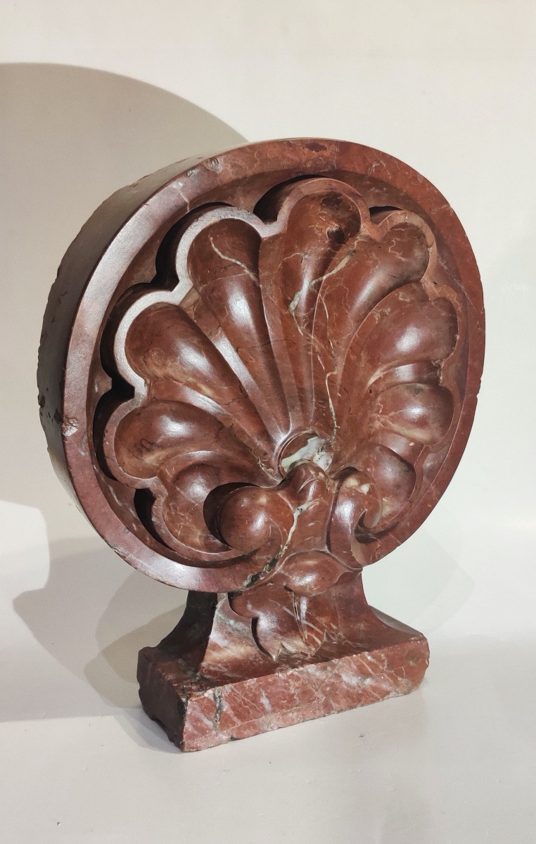 Pair Of Antefixes In The Antique Style In Carved Red Marble, 19th Century -photo-3