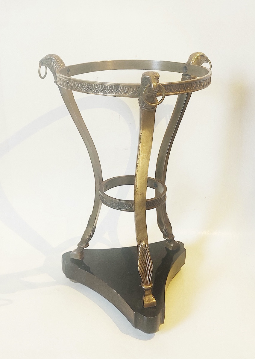 Grand présentoir de style Empire , bronze sur marbre , XIXème.-photo-2