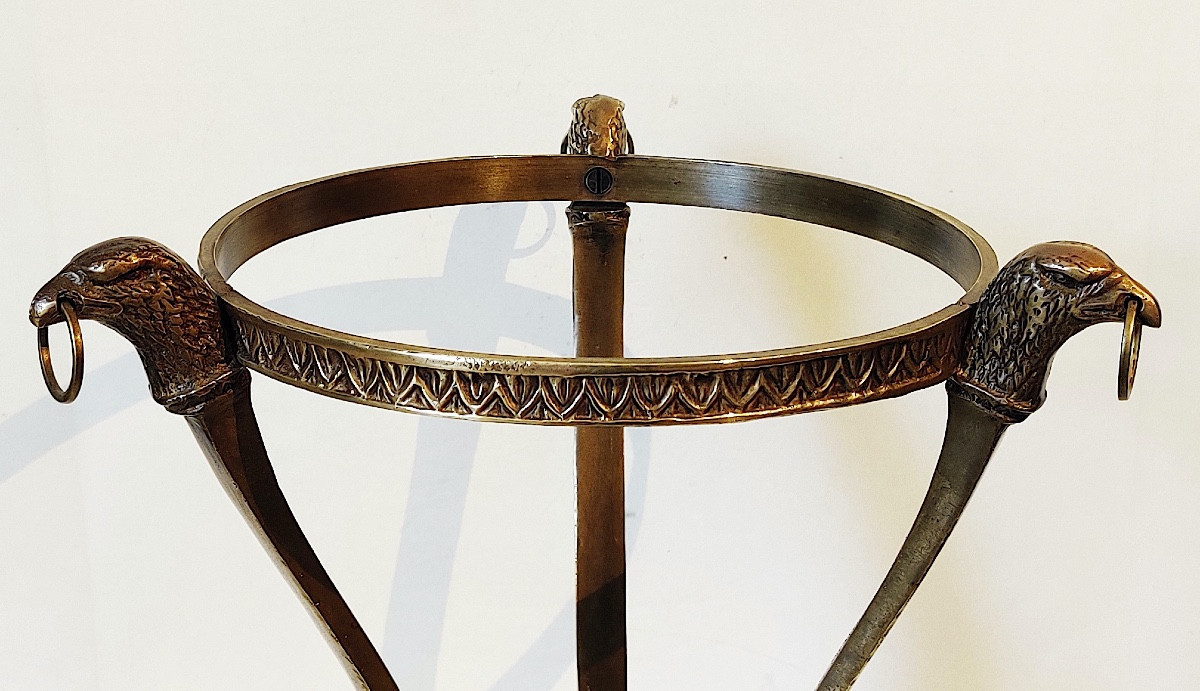 Grand présentoir de style Empire , bronze sur marbre , XIXème.-photo-3