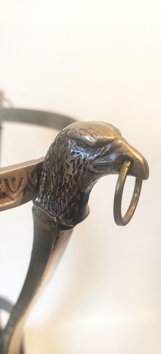 Grand présentoir de style Empire , bronze sur marbre , XIXème.-photo-2