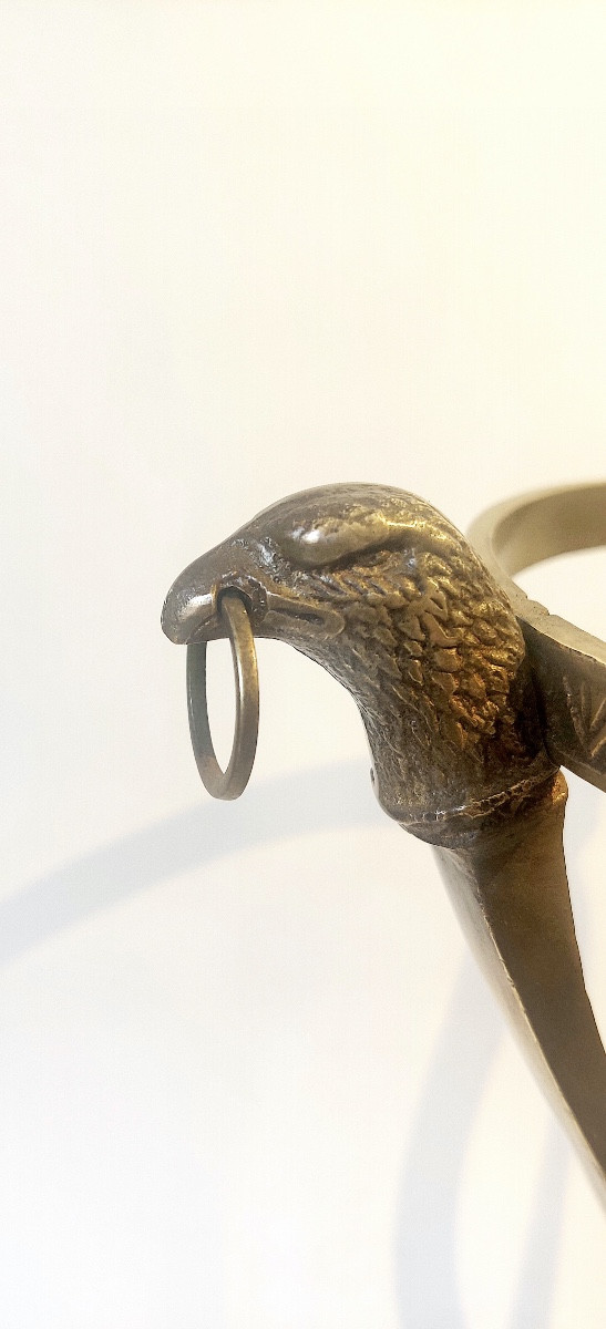 Grand présentoir de style Empire , bronze sur marbre , XIXème.-photo-3