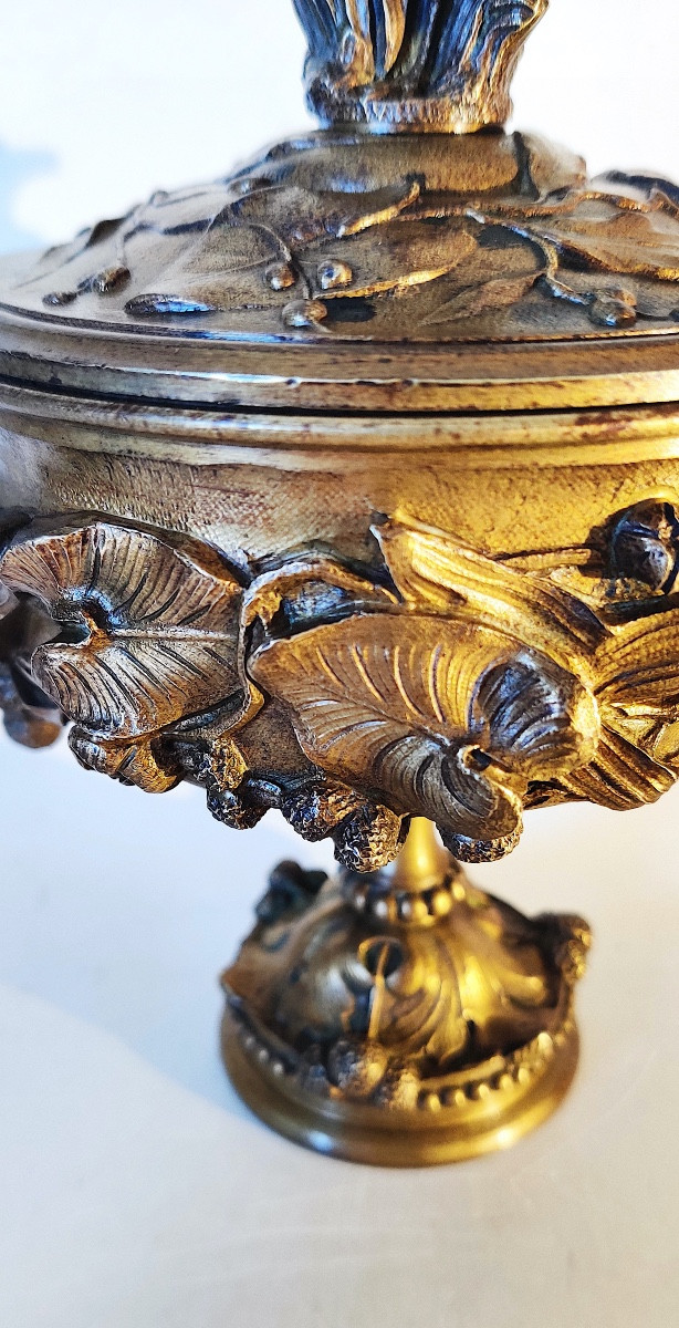 Antique-style Covered Cup In Gilded Bronze, France, Late 19th Century.-photo-2
