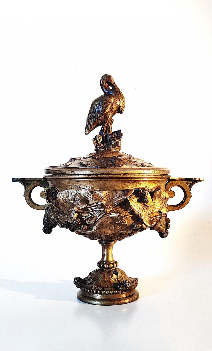 Antique-style Covered Cup In Gilded Bronze, France, Late 19th Century.