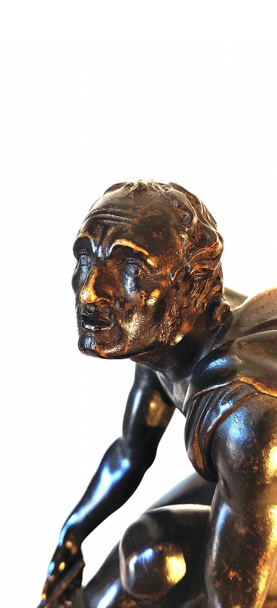 Bronze After The Antique "l'arrotino", Work Of The Grand Tour, Early 19th Century.-photo-2