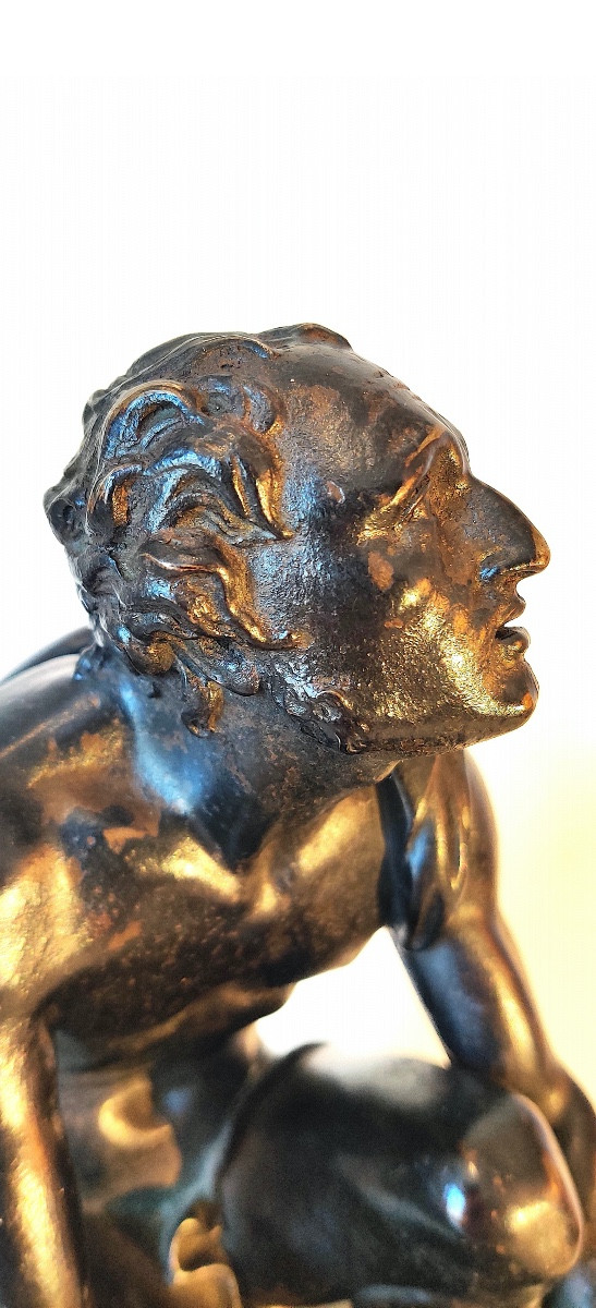 Bronze After The Antique "l'arrotino", Work Of The Grand Tour, Early 19th Century.-photo-4