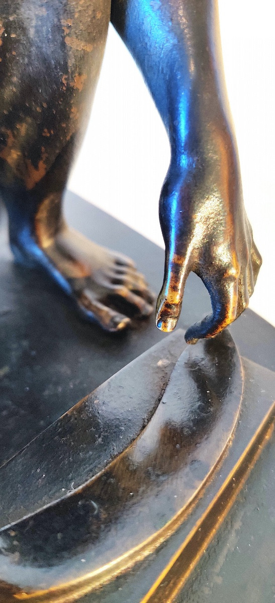 Bronze After The Antique "l'arrotino", Work Of The Grand Tour, Early 19th Century.-photo-7