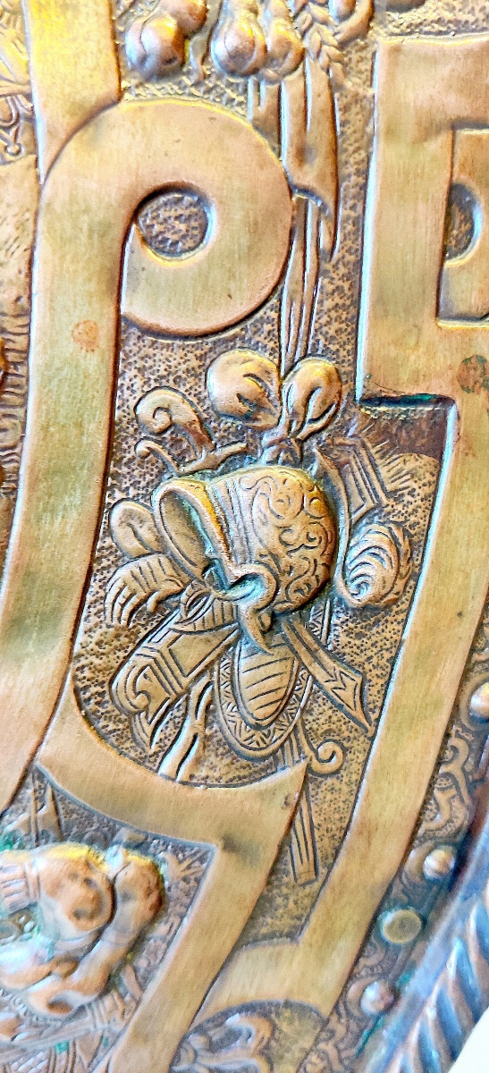 Renaissance Style Ceremonial Shield, Embossed Copper, 19th Century-photo-8