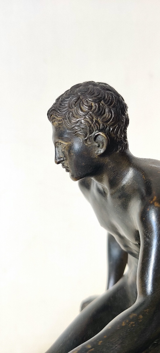 Group After The Antique "hermes At Rest", Bronze With Brown Patina, Grand Tour, 19th Century.-photo-4