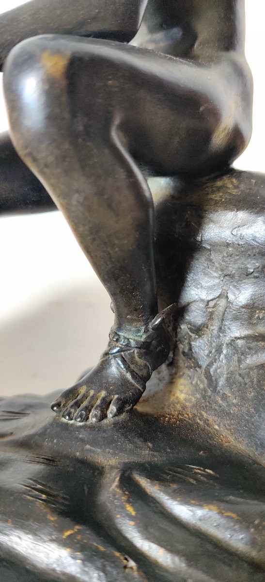 Group After The Antique "hermes At Rest", Bronze With Brown Patina, Grand Tour, 19th Century.-photo-5